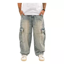 Jeans Baggy Cargo Rigido Pantalones De Hombre