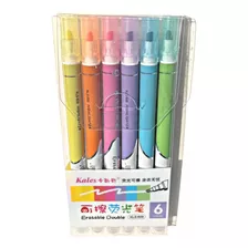 Destacadores Borrables Set De 6 Colores Pastel Kawaii