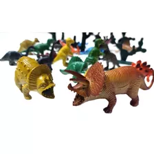 Kit Com 20 Dinossauro Borracha Miniatura Bichos Animais 
