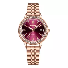 Relógio Femininopoedagarem Ouro Rosa Com Diamante E Diamante