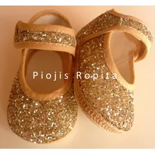 Zapato Fiesta Bautismo Beba Dorado Glitter Nen Cumpleaño Top