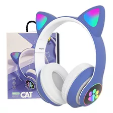 Audífonos Over-ear Gamer Bluetooth Jst-28 Girl Blue Gato Cat