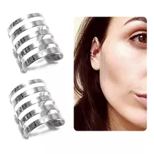 Brinco Feminino Argola Pressão Piercing Orelha Prateado Par