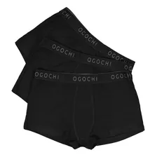 Kit 3 Cuecas Boxer Infantil Em Malha Preta Ogochi