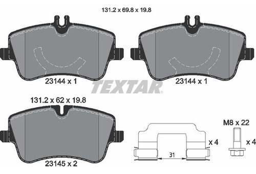 Kit Balatas Del Y Tras Textar Mercedes Benz Slk200 2004-2011 Foto 2