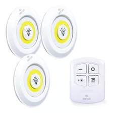 Kit 3 Lâmpadas Luminária Led Spot S/ Fio Com Controle Remoto