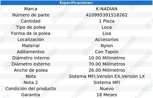 Polea Banda Nylon Lisa K-nadian Borrego V6 3.8l 09 Al 11 Foto 3