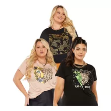 Kit 3 T-shirts Blusa Feminina Da Moda Blogueira Soltinha 