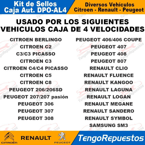 Kit Sellos Caja Automtica Renault Citroen Peugeot Al4 Dpo Foto 6