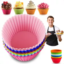 Kit 12 Mini Formas Silicone Cupcake Bolo Muffin Assadeira