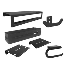 Combo Accesorios Baño X 6u Acero Inoxidable Negro Sanitario