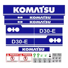 Kit Adesivo Compativel Trator Komatsu D30-e + Etiquetas D30e Cor Trator Esteira Komatsu D30-e