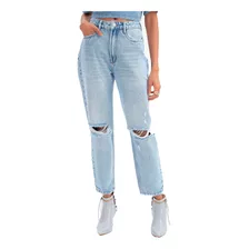 Calça Jeans Lança Perfume Luna Mom High In23 Azul Feminino