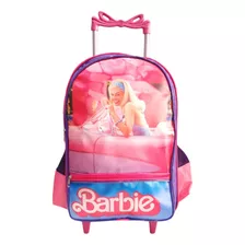 Mochila Feminina Infantil Barbie Bolsa Escolar Rodinhas Rosa