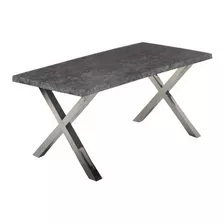 Mesa Gris De Comedor Con Patas Cromadas 1,60 X 90cm