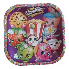 6 Platos Cuadrados De Shopkins De 23.5 Cms