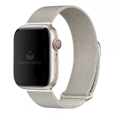 Pulseira Magnética Aço Milanês Compatível Com Apple Watch Cor Estelar Largura 44 Mm
