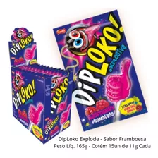 Pirulito Dip Loko Pó Explode Na Boca 15 Un 11g Cada- Sabores Sabor Framboesa