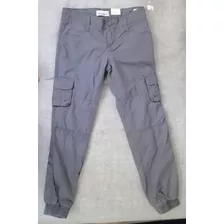 Pantalón Gris Old Navy Cargo Elástico En Tobillos 