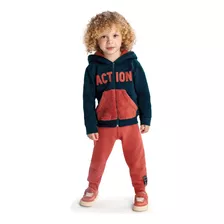 Conjunto Infantil De Moletom Action Com Capuz 4 A 8 Anos