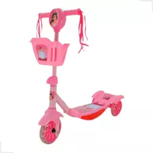 Patinete Infantil Luzes Sons 3 Rodas Rosa Princesas - Zippy