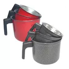 Conjunto 3 Peças Leiteira Caneca Fervedor Craqueado Vermelho