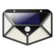 Luminária Solar Parede 3 Funções 100 Led's Sensor Presença Cor Preto