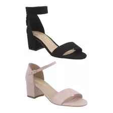 Zapatilla Dama Negra Y Rosa Kit 2 Pares Tacon Moda Comoda Ms