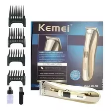 Maquina De Corte Cabelo E Barba Sem Fio Kemei Modelo Km-758 Cor Dourado 110v/220v