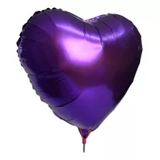 Balão Coração Metalizados Roxo 45cm - Kit Com 20un