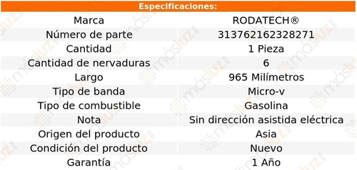 (1) Banda Accesorios Micro-v Para Kia Sedona 3.3l V6 15/18 Foto 2