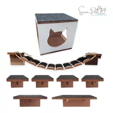 Play Kit Nicho Gatos 8 Pcs Toca,degraus,prateleiras Mdf