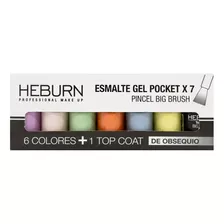 Heburn Set X7 Esmaltes Gel Pocket 07 Color Uñas Manicuría