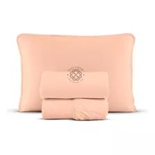 Lençol Mini Cama 3 Peças 1,50 X 70 + 15 Alt. Fronha Normal Cor Salmon Desenho Do Tecido Liso