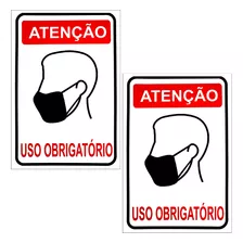 Kit 2 Placas Sinalizadora Atenção Uso Obrigatório De Máscara