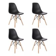 Silla De Comedor Garden Life Eames, Estructura Color Negro, 4 Unidades