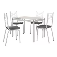 Jogo De Mesa Malva 107cm E 4 Cadeiras 119 Branco/platina - A Cor Da Tampa Branco Cor Dos Pés Branco