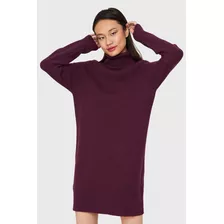 Sweater Vestido Acanalado Cuello Alto Uva Nicopoly