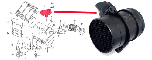 Sensor Flujo Maf Caudalimetro Vw Bora Golf A5 Beetle 2.5 L Foto 3