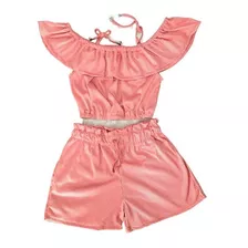 Conjunto Infantil Feminino Blusa Ciganinha E Shorts