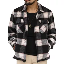 Jaqueta Xadrez Masculina Flanelada Oversized Black Mt