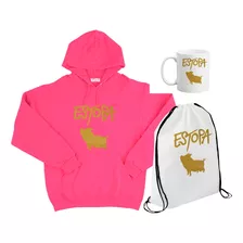 Combo Poleron Taza Mochila Bolso Estopa Personalizable