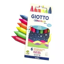Crayones Ceras Giotto Maxi X 6 Colores Fluo Arte Escolar 