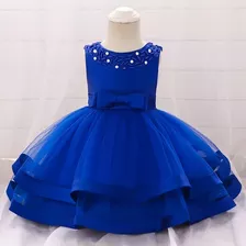 Vestido De Bebé De Fiesta Mini-mi Modelo Pía Azul