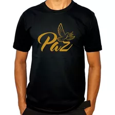 Camiseta Masculina Paz Estampa Dourada