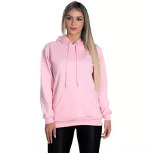 Moletom Liso Feminino Blusa De Frio Canguru Rosa