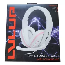 Audifonos Gamer Level Up Blanco Con Rosado