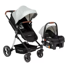 Cochecito Bebé Travel System Base 3 En 1 Premium Baby Aston Color Gris Claro