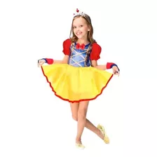 Fantasia Vestido Branca De Neve Luxo Infantil Coroa E Luvas