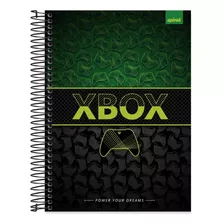 Caderno Capa Dura 15 Materias Xbox Escolar Spiral 240 Folhas Cor Preto 1